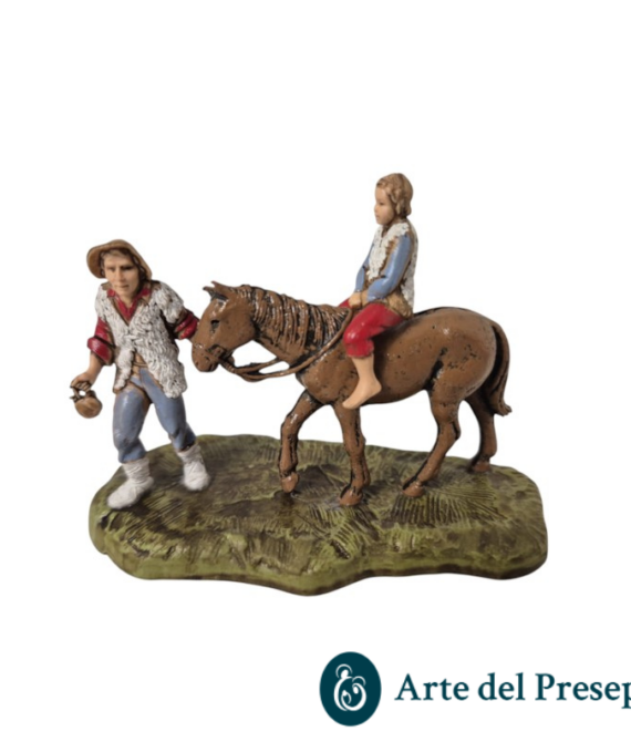 Uomo con bimbo a cavallo da 6cm 129/26
