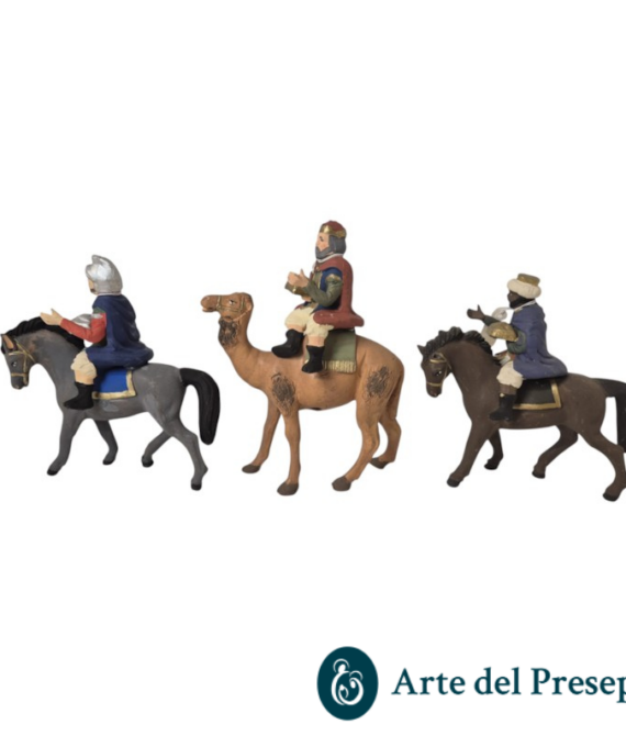 Tris re magi su cavallo in Terracotta da 10cm  137/26
