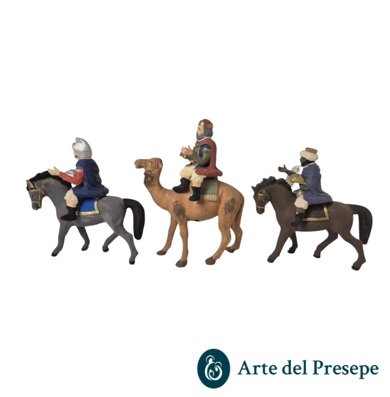 Tris re magi su cavallo in Terracotta da 10cm 137/26