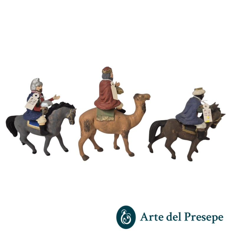Tris re magi su cavallo in Terracotta da 10cm 137/26 - immagine 2