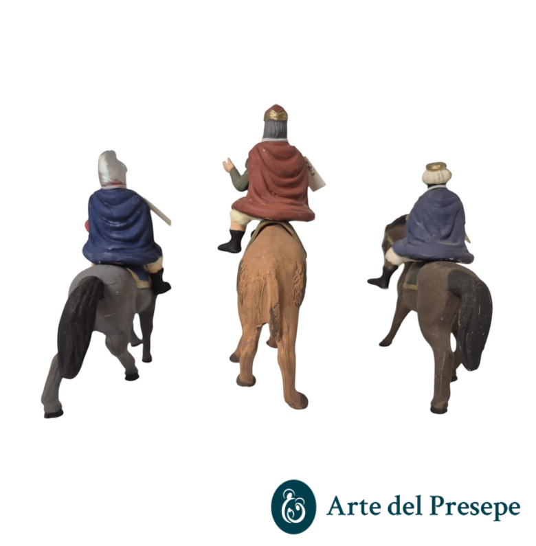Tris re magi su cavallo in Terracotta da 10cm 137/26 - immagine 3