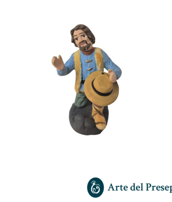 Uomo in ginocchio con cappello in Terracotta da 7cm 152/26