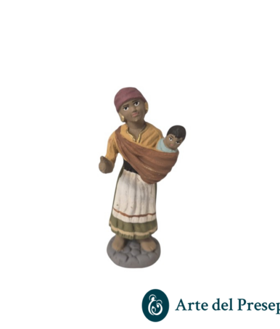 Zingara con bimbo in braccio in Terracotta da 7cm 165/26