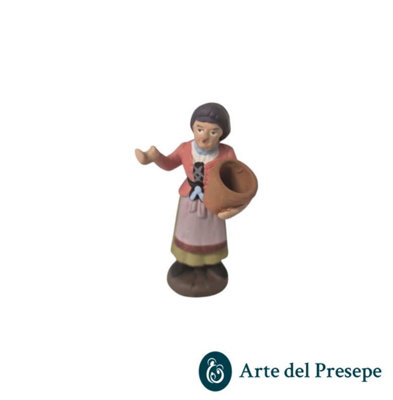 Donna con vaso in braccio in Terracotta da 7cm 166/26