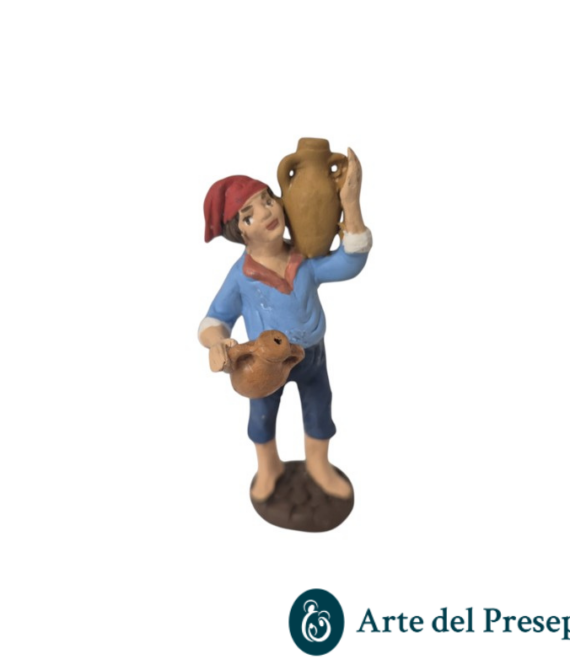 Uomo con anfora in mano e sulla spalla in Terracotta da 7cm 177/26
