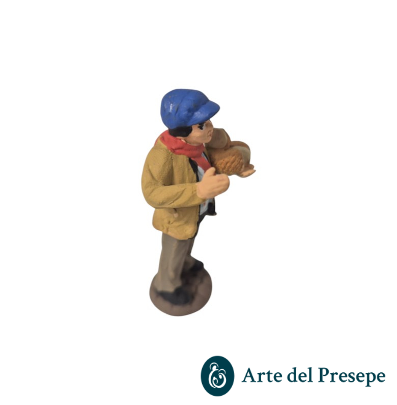 Uomo con formaggio in mano in Terracotta da 7cm 180/26 - immagine 4