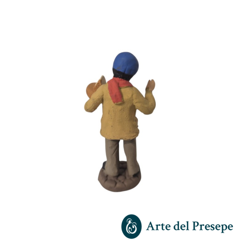 Uomo con formaggio in mano in Terracotta da 7cm 180/26 - immagine 2