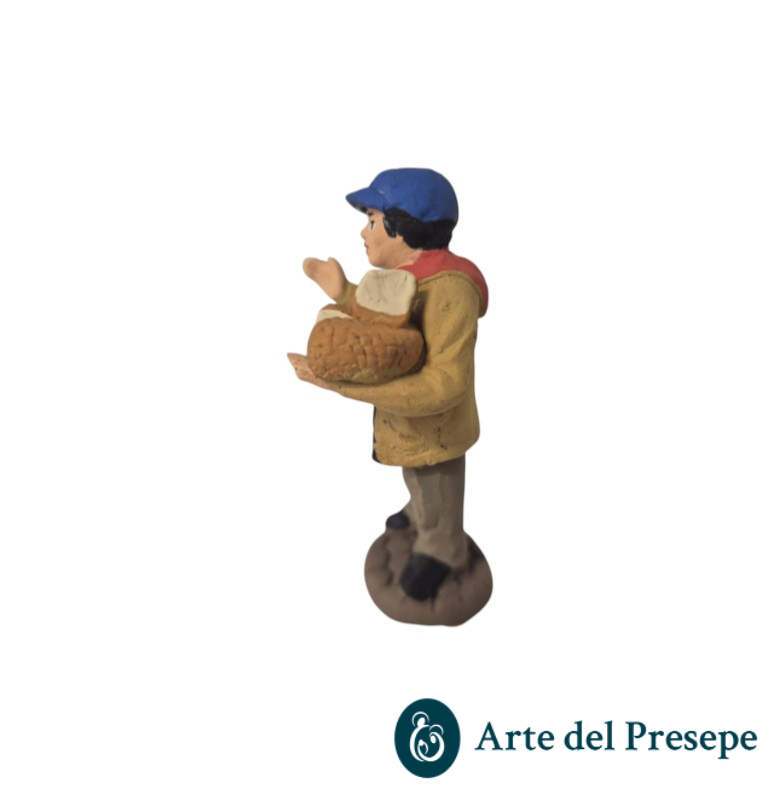 Uomo con formaggio in mano in Terracotta da 7cm 180/26 - immagine 3