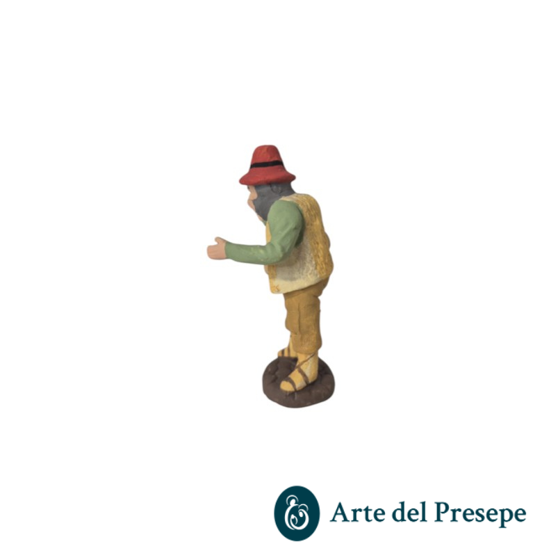 Uomo con caciocavallo in mano in Terracotta da 7cm 181/26 - immagine 2