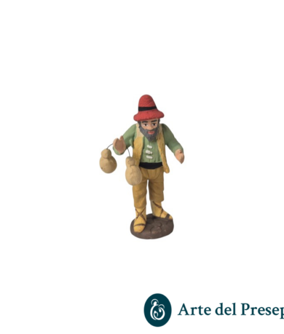 Uomo con caciocavallo in mano in Terracotta da 7cm 181/26