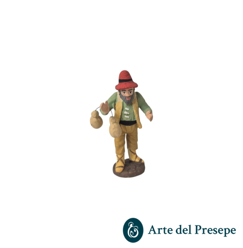 Uomo con caciocavallo in mano in Terracotta da 7cm 181/26