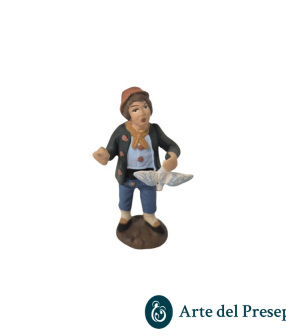 Uomo con quaglia in Terracotta da 7cm 182/26