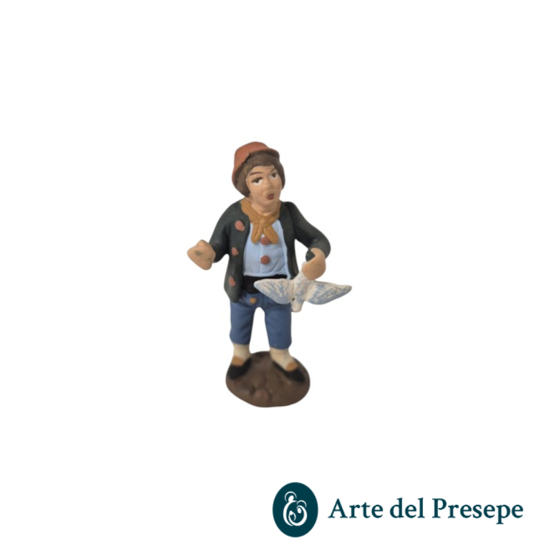 Uomo con quaglia in Terracotta da 7cm 182/26