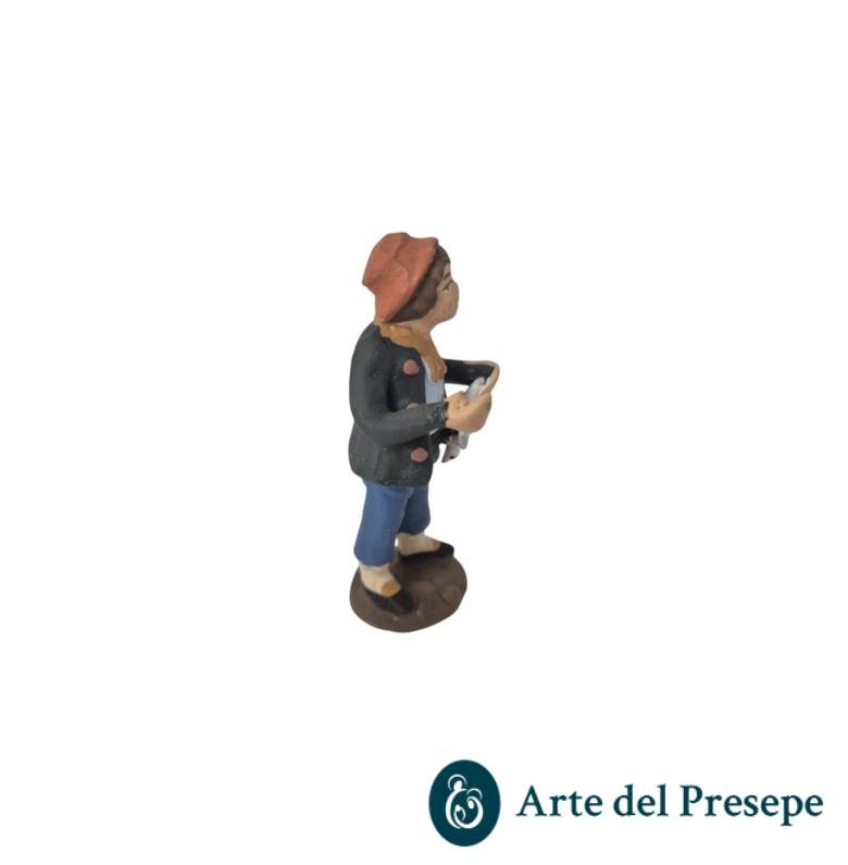 Uomo con quaglia in Terracotta da 7cm 182/26 - immagine 4