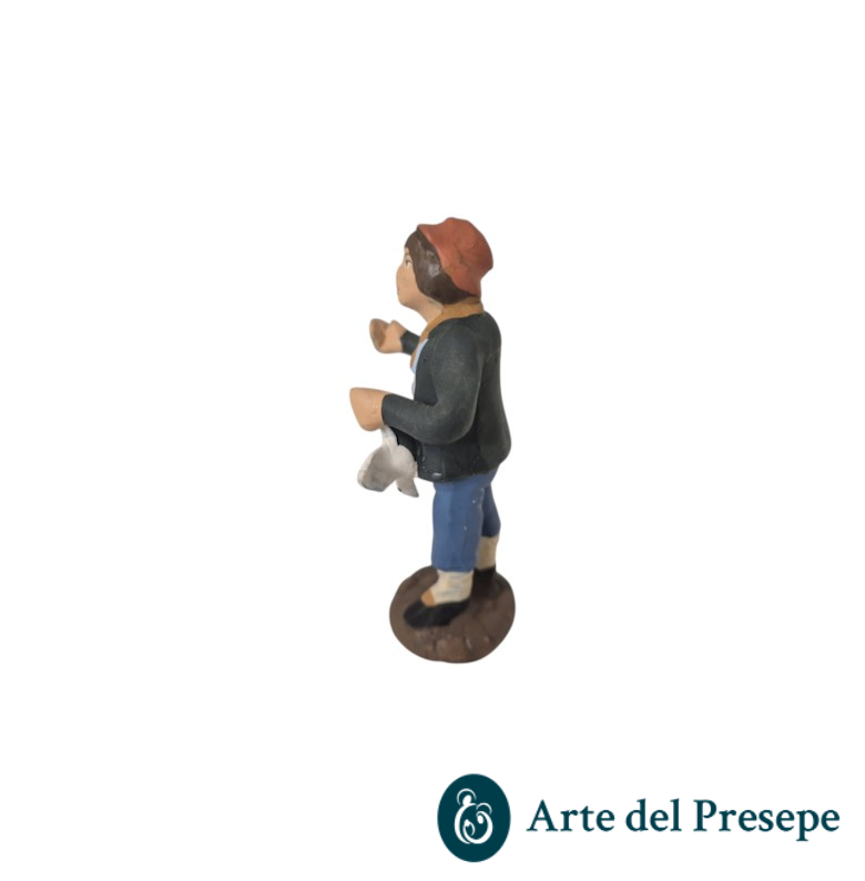 Uomo con quaglia in Terracotta da 7cm 182/26 - immagine 2