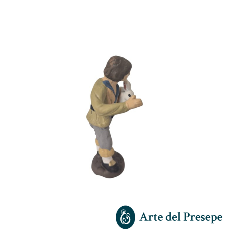 Uomo con coniglio in braccio in Terracotta da 7cm 187/26 - immagine 4