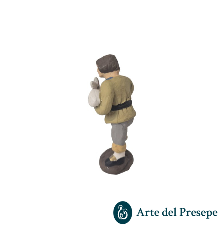 Uomo con coniglio in braccio in Terracotta da 7cm 187/26 - immagine 2