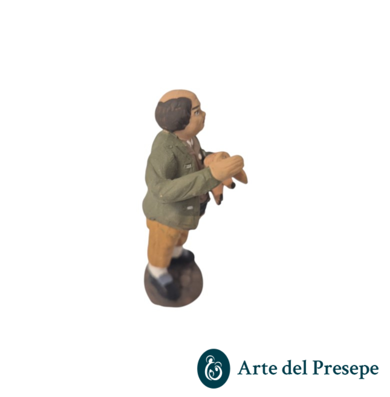 Uomo con maiale in braccio in Terracotta da 7cm 188/26 - immagine 4