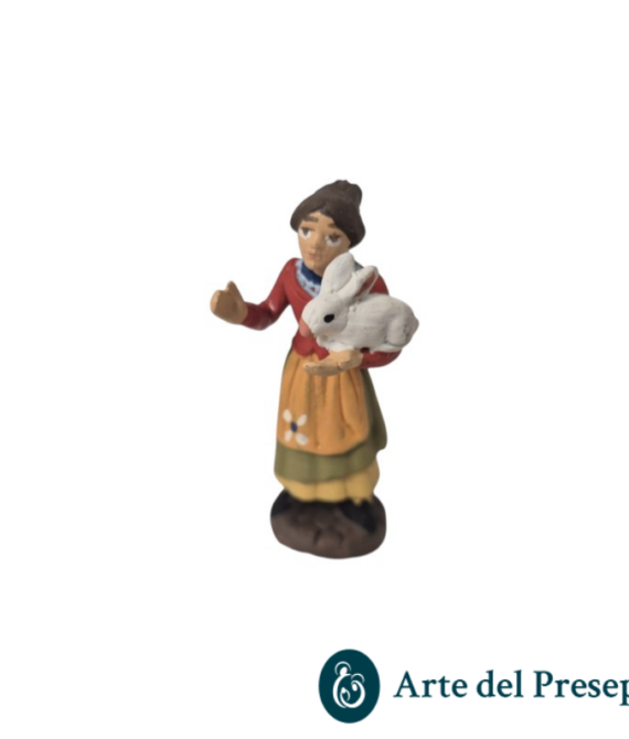 Donna con coniglio in braccio in Terracotta da 7cm 190/26