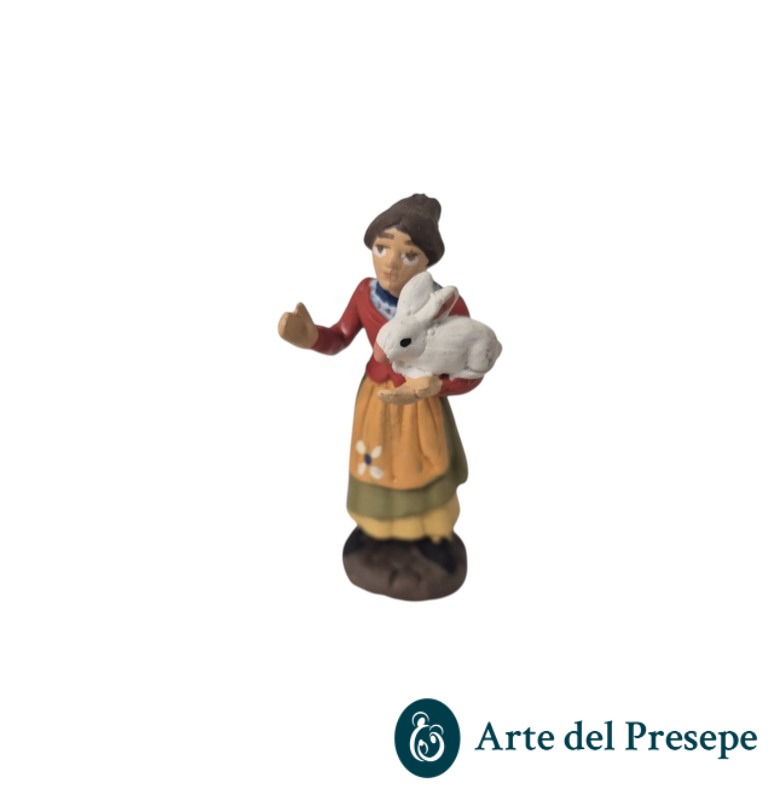 Donna con coniglio in braccio in Terracotta da 7cm 190/26