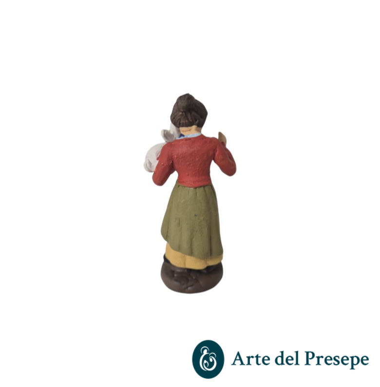 Donna con coniglio in braccio in Terracotta da 7cm 190/26 - immagine 2