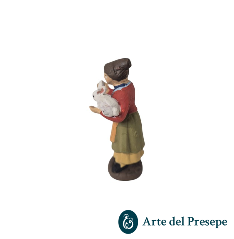 Donna con coniglio in braccio in Terracotta da 7cm 190/26 - immagine 3