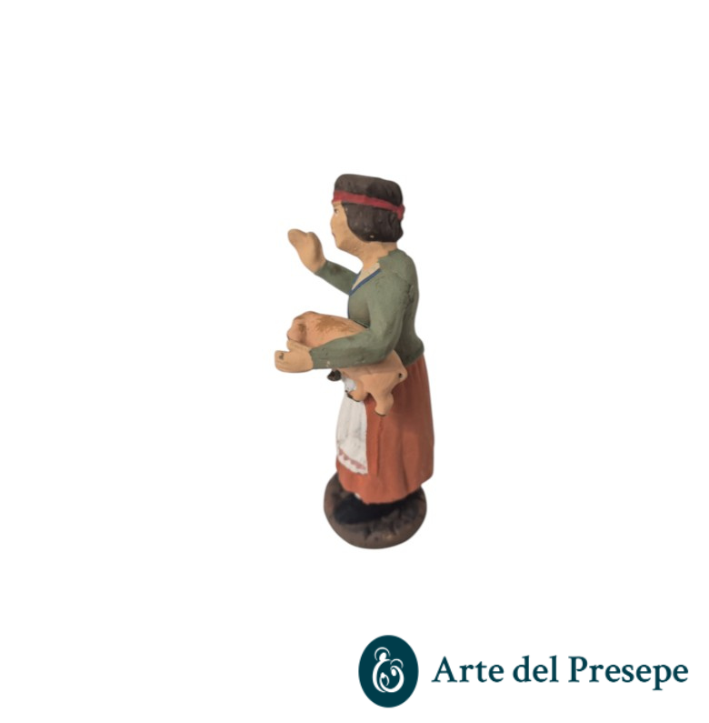 Donna con maiale in braccio in Terracotta da 7cm 191/26 - immagine 2
