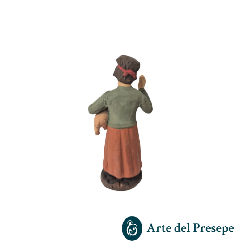 Donna con maiale in braccio in Terracotta da 7cm 191/26 - immagine 3