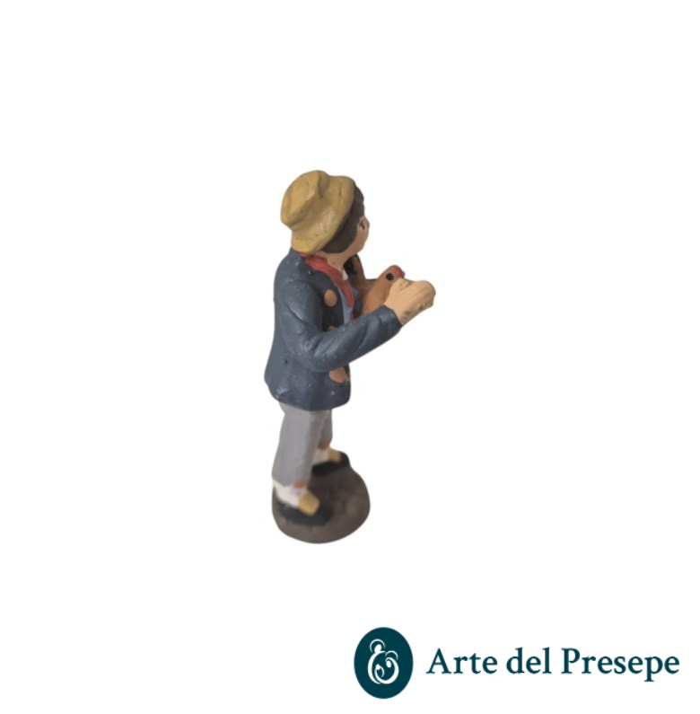 Uomo con gallo in braccio in Terracotta da 7cm 197/26 - immagine 2