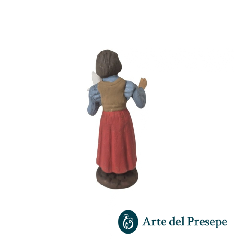 Donna con gatto in braccio in Terracotta da 7cm 198/26 - immagine 3