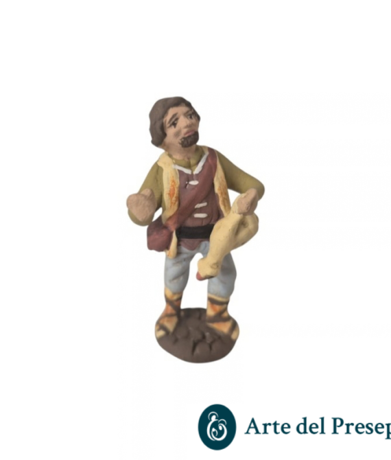 Uomo con pecora in mano in Terracotta da 7cm 199/26