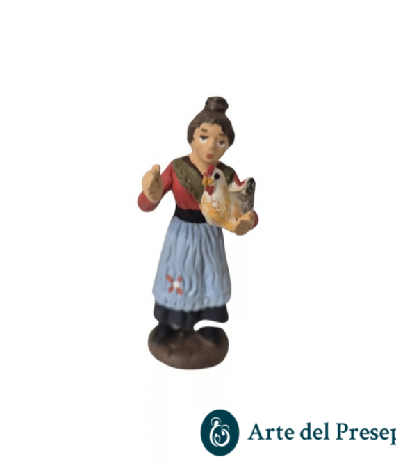 Donna con gallina in braccio in Terracotta da 7cm 201/26