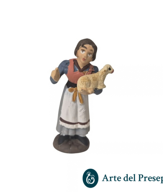 Donna con pecora in braccio in Terracotta da 7cm 209/26