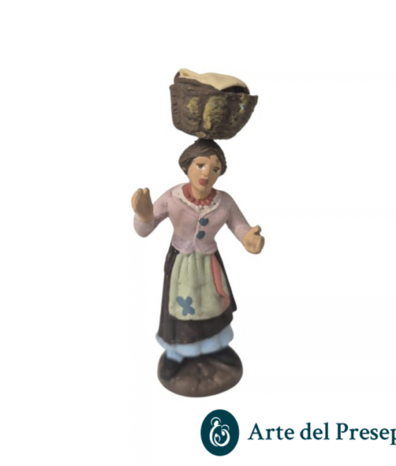 Donna con cesta in testa in Terracotta da 7cm 210/26