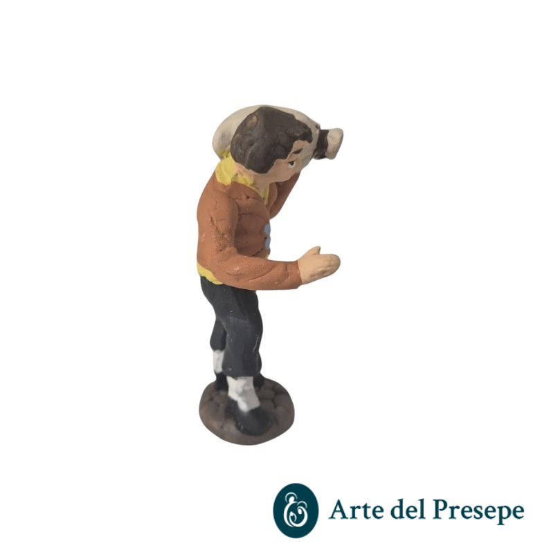 Uomo con sacco in Spalla in Terracotta da 7cm 211/26 - immagine 4