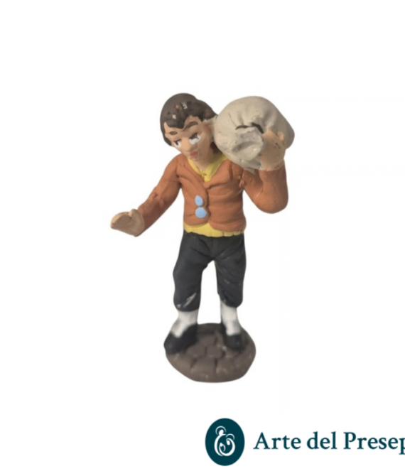 Uomo con sacco in Spalla in Terracotta da 7cm 211/26