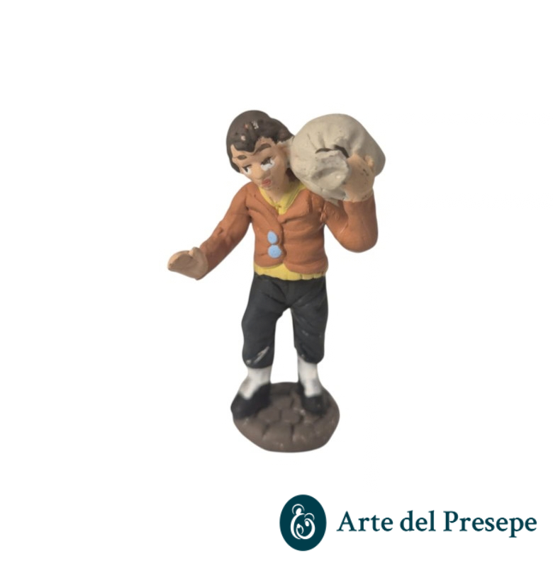 Uomo con sacco in Spalla in Terracotta da 7cm 211/26