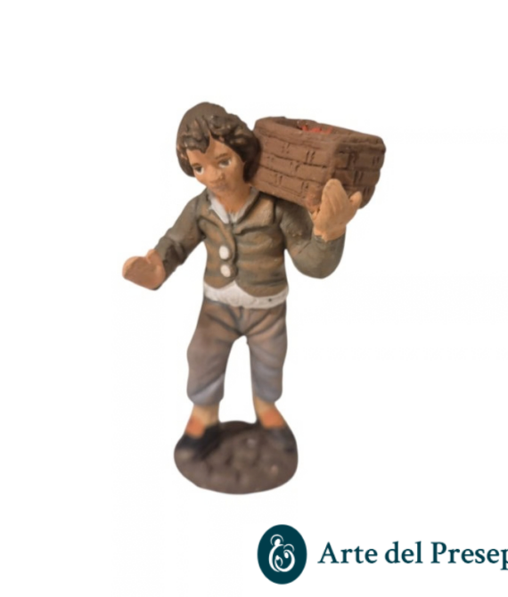 Uomo con cassetta in spalla in Terracotta da 7cm 214/26