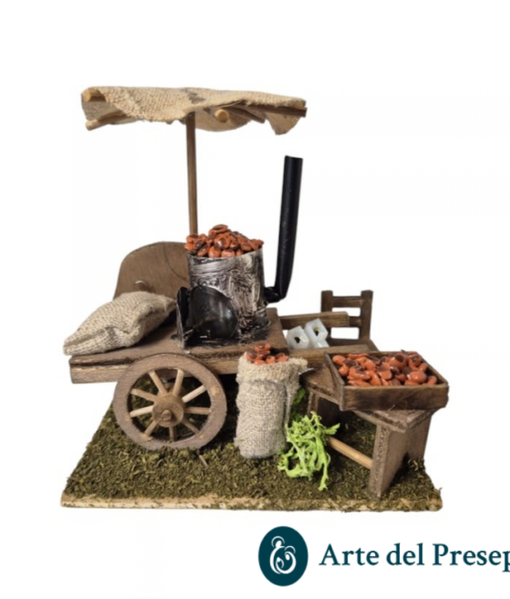 Scena carretto delle castagne con alimentazione elettrica per pastori trai 8 e i 11 cm 252/26