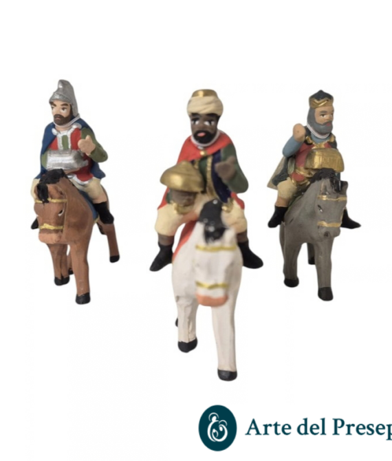 Tris re magi su cavallo in Terracotta da 7cm 257/26