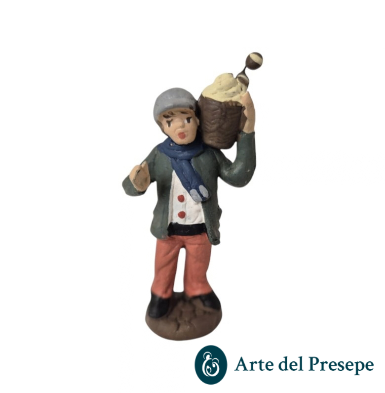 Uomo con cesto in spalla in Terracotta da 7cm 259/26