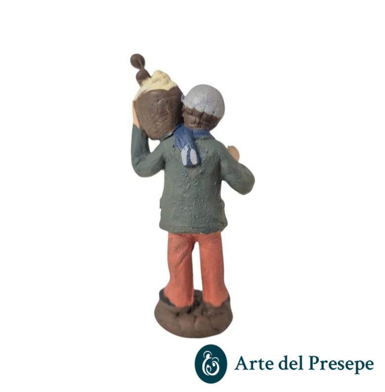 Uomo con cesto in spalla in Terracotta da 7cm 259/26 - immagine 3