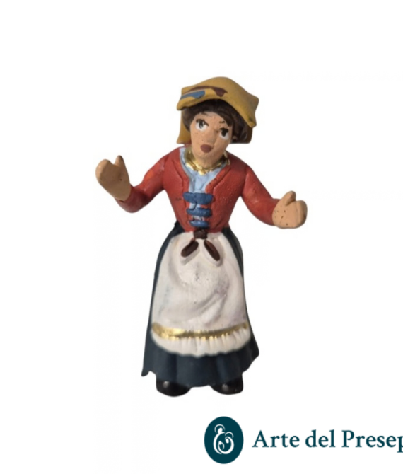 Donna seduta con tovaglia in testa con base in Terracotta da 7cm 261/26