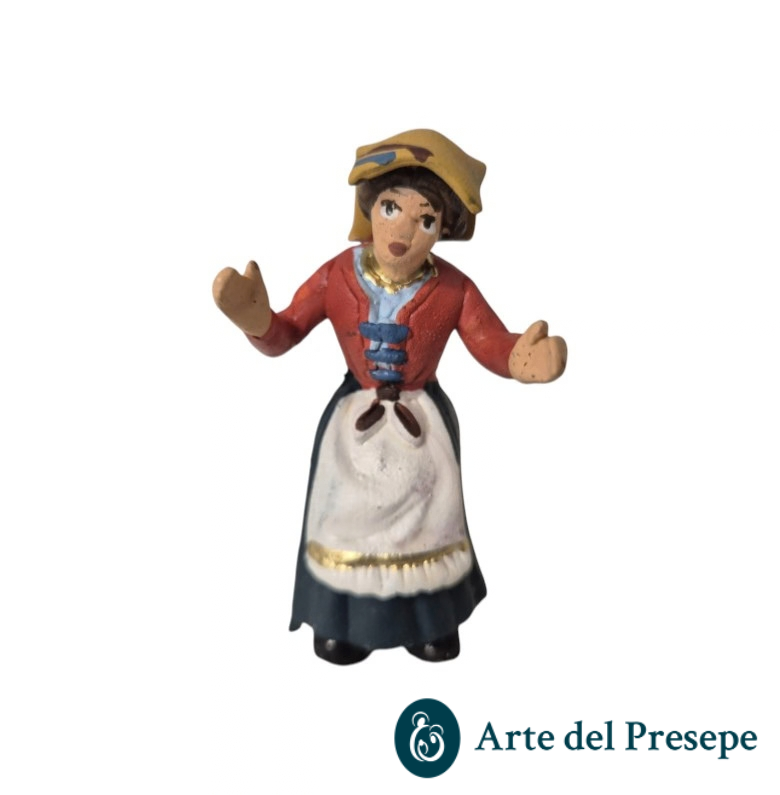Donna seduta con tovaglia in testa con base in Terracotta da 7cm 261/26