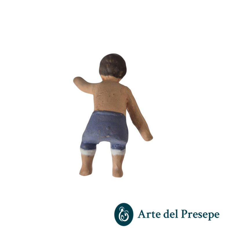 Bimbo seduto senza base con braccio alzato in Terracotta per pastori trai 7 e i 10cm 264/26 - immagine 2