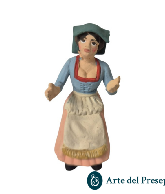 Donna seduta con panno in testa in Terracotta da 10cm 268/26