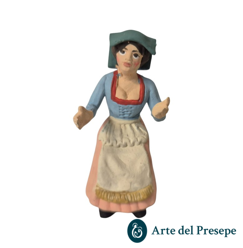 Donna seduta con panno in testa in Terracotta da 10cm 268/26
