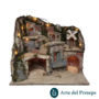 Presepe per pastori da 10/8 cm con Fontana-Mulino e luci A/1226