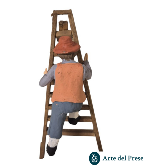 Uomo che sale sulla scala SCALA NON INCLUSA in Terracotta da 10cm 280/26