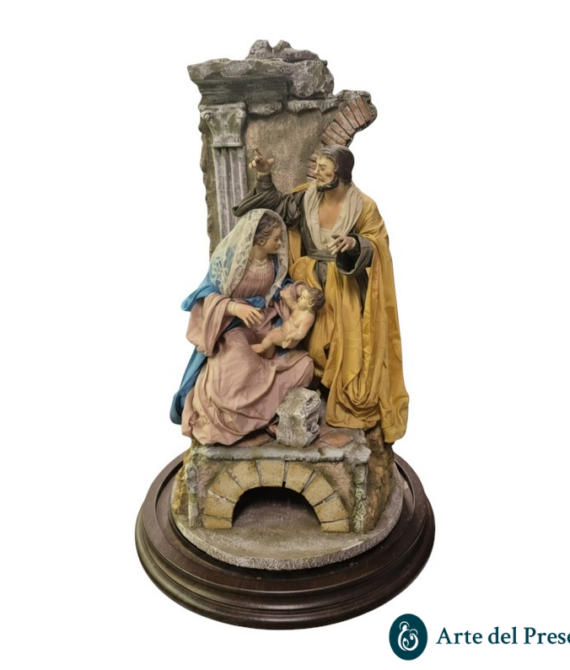 Presepe Natività in campana con occhi in vetro A18/26